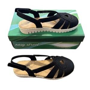 NWT Easy Street Tilda Comfort Fisherman Sandals Women's 6 Navy Blue Slip‎ On
